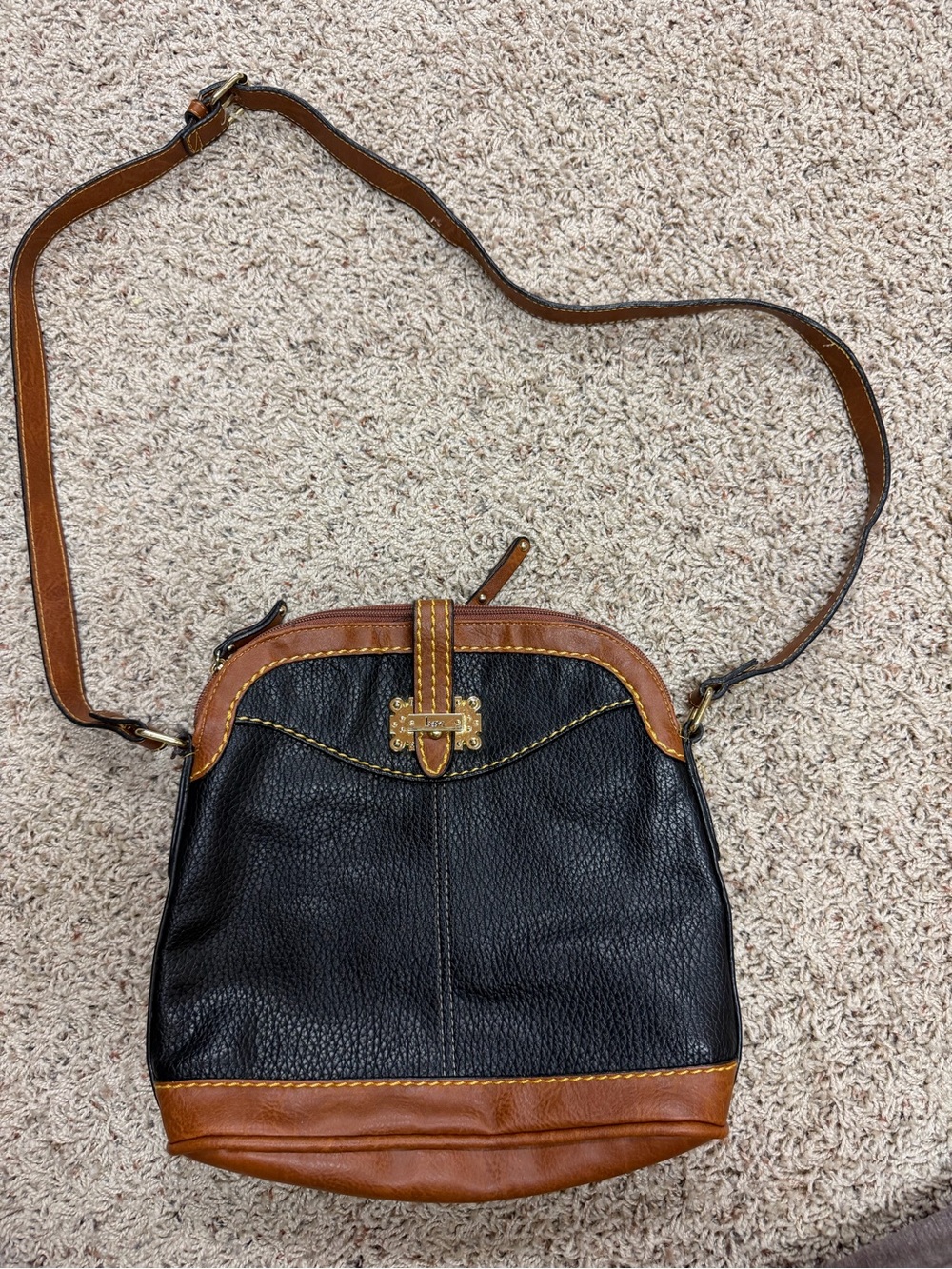 b.o.c. Black and Brown Leather Two-Tone Crossbody Bag